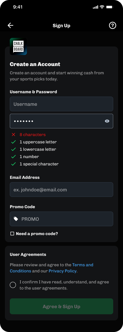 After · live validation showing pass and fail as the user types