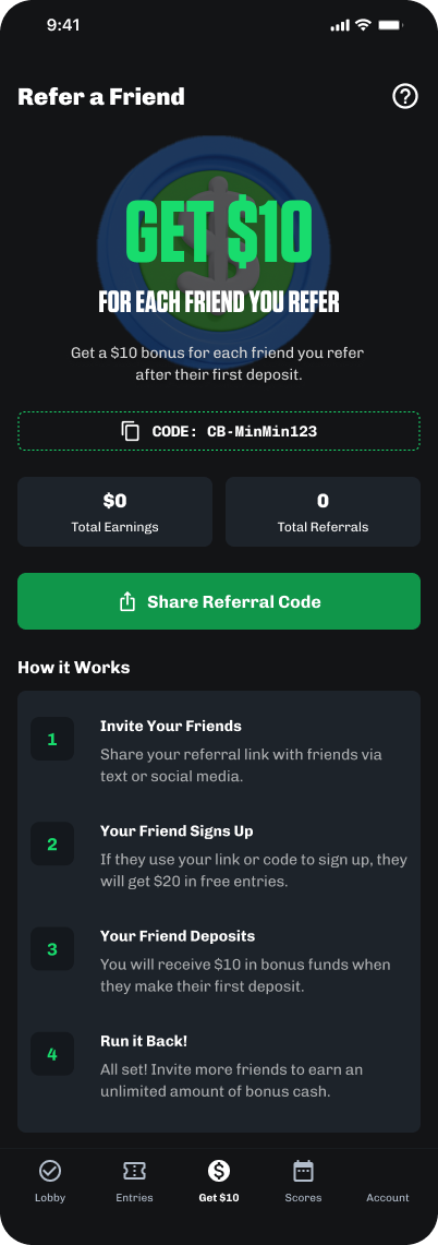 Refer-a-Friend V1 landing · Get $10