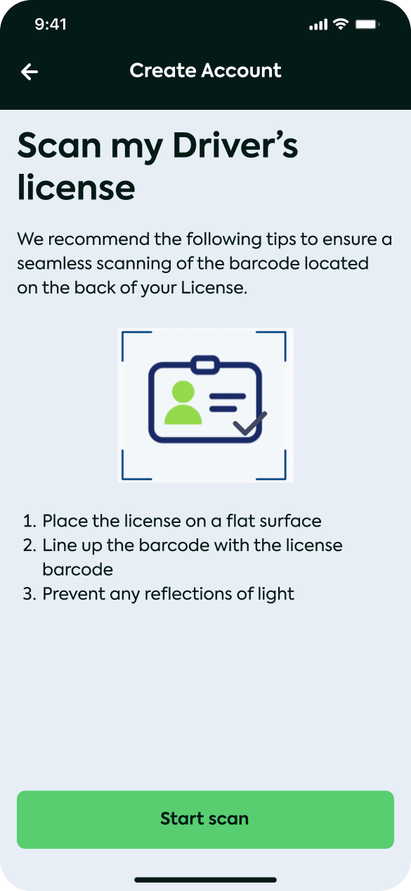 ID scan walkthrough · Screen 3