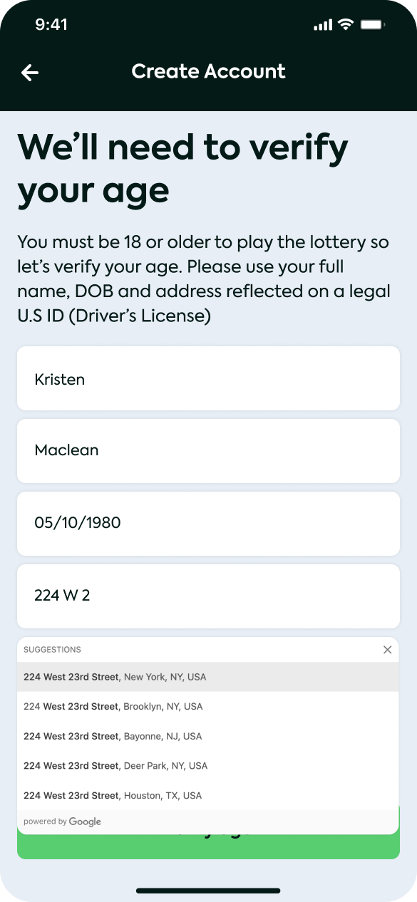 Home address auto-search · Screen 2