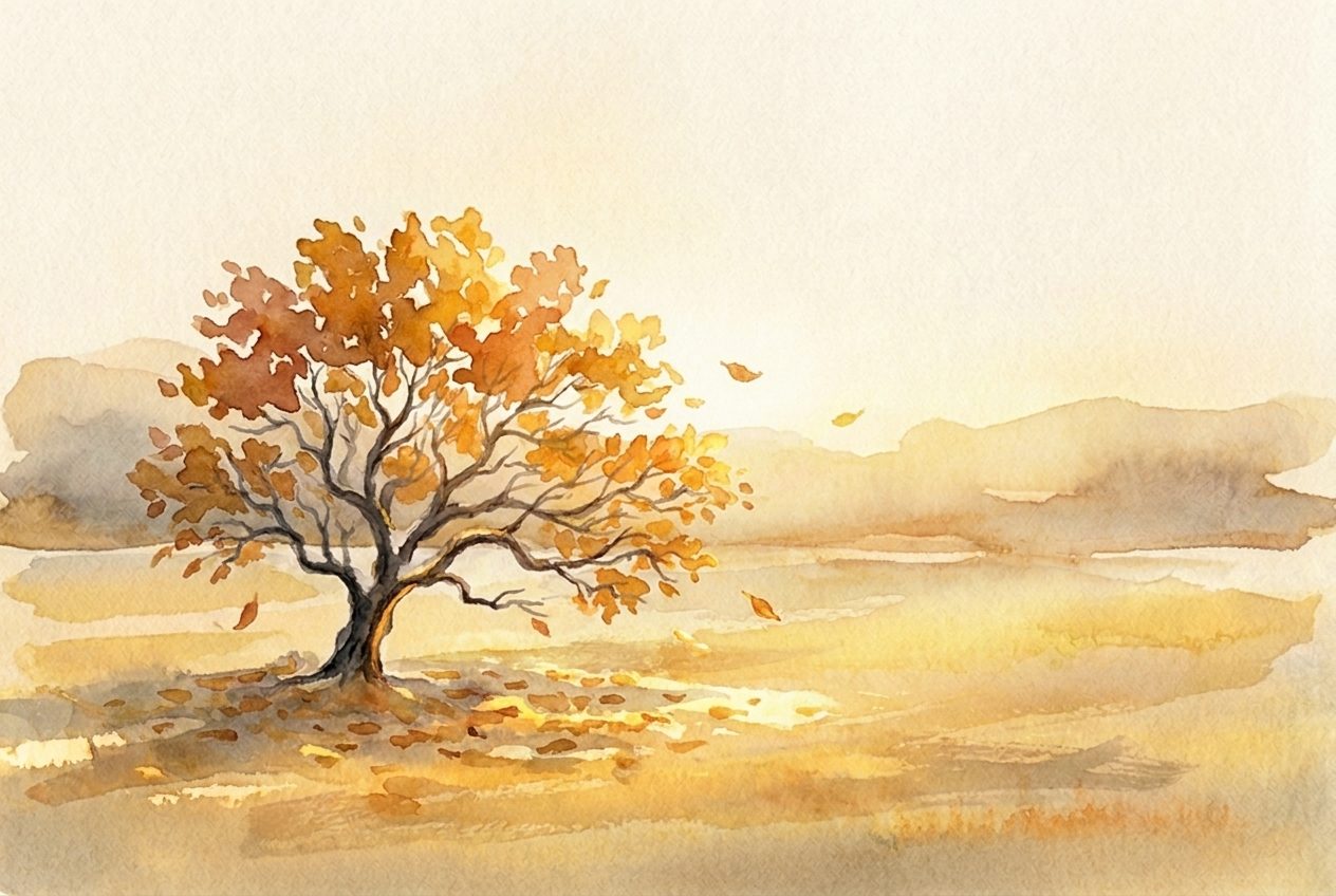 Autumn watercolor: falling leaves