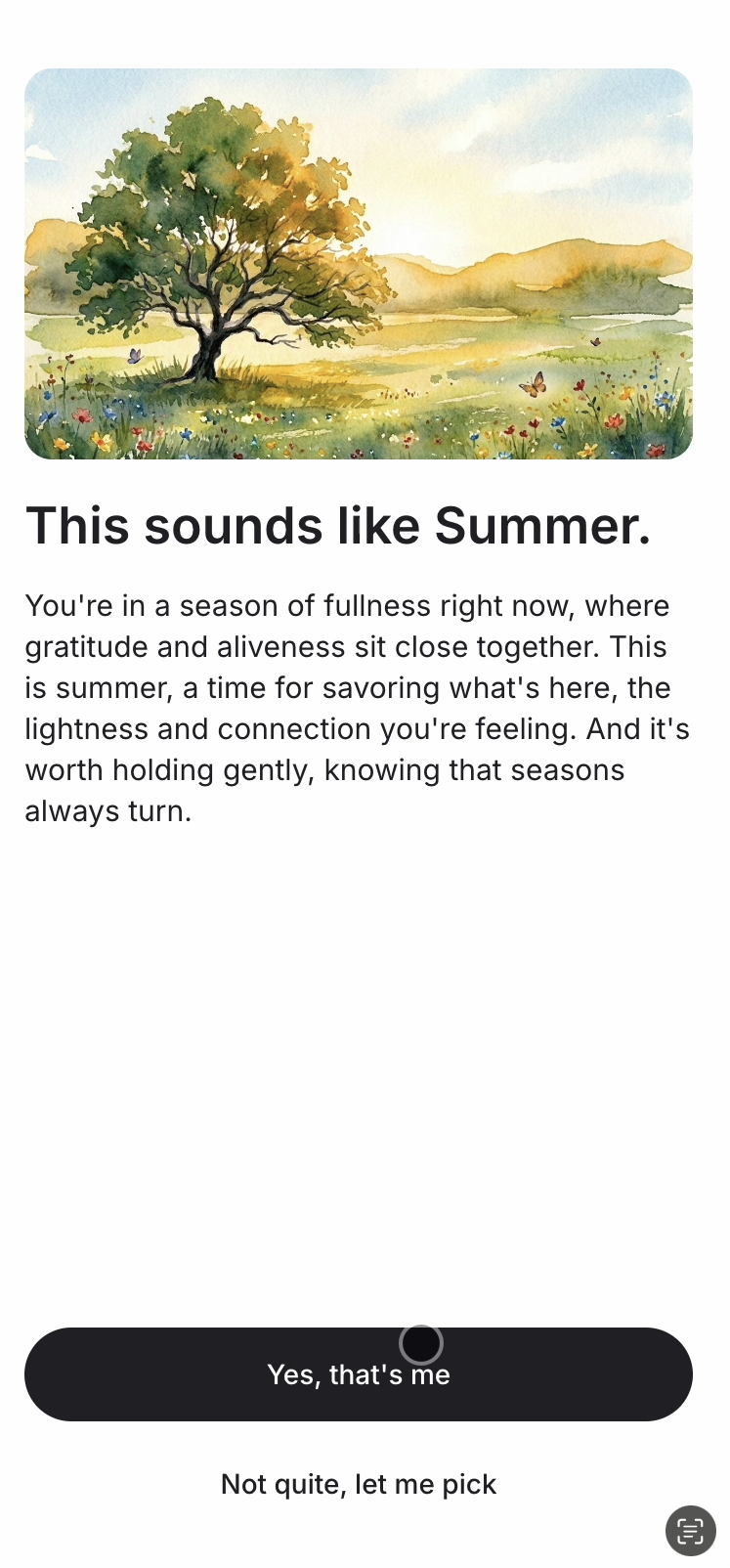 Validate's subject: a summer result, the heading This sounds like Summer with a long, loose reflection paragraph, the shape and register the check reads before render